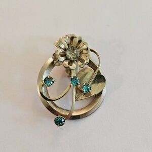 Vintage Blue Rhinestone Brooch